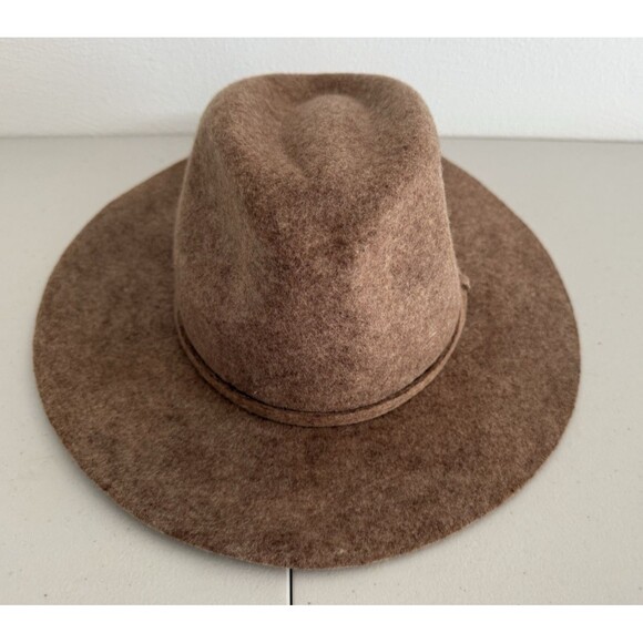 J Crew  100% Wool Fedora Hat Women Size M - L Camel 3" Brim Boho New - Picture 4 of 8